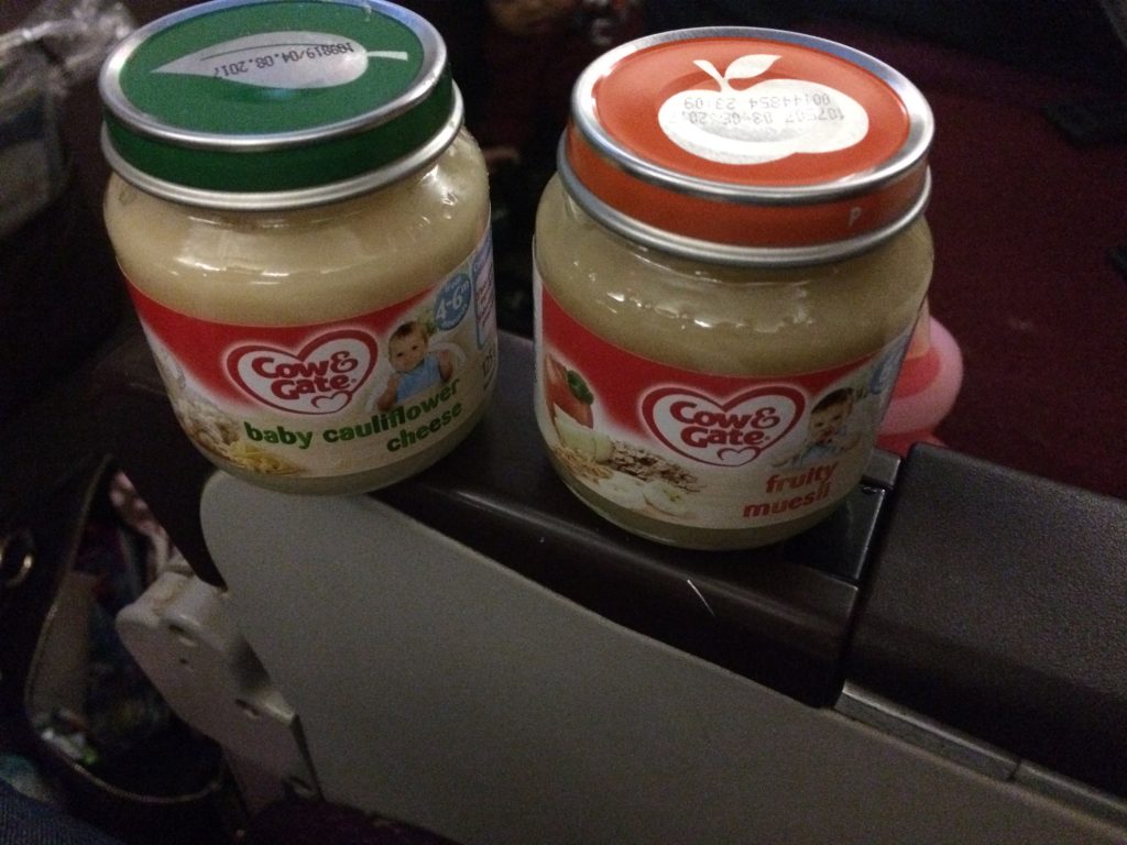 baby food on a plane