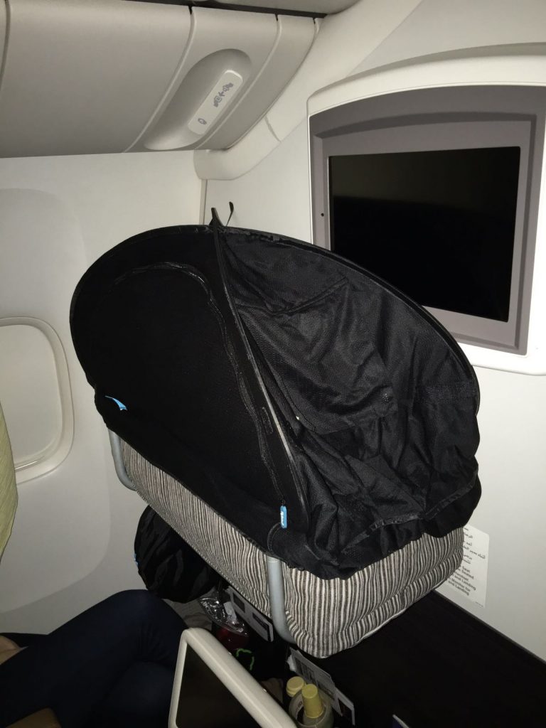 CoziGo on the Etihad bassinet, airline bassinet seat is a must to add to your travel with baby checklist